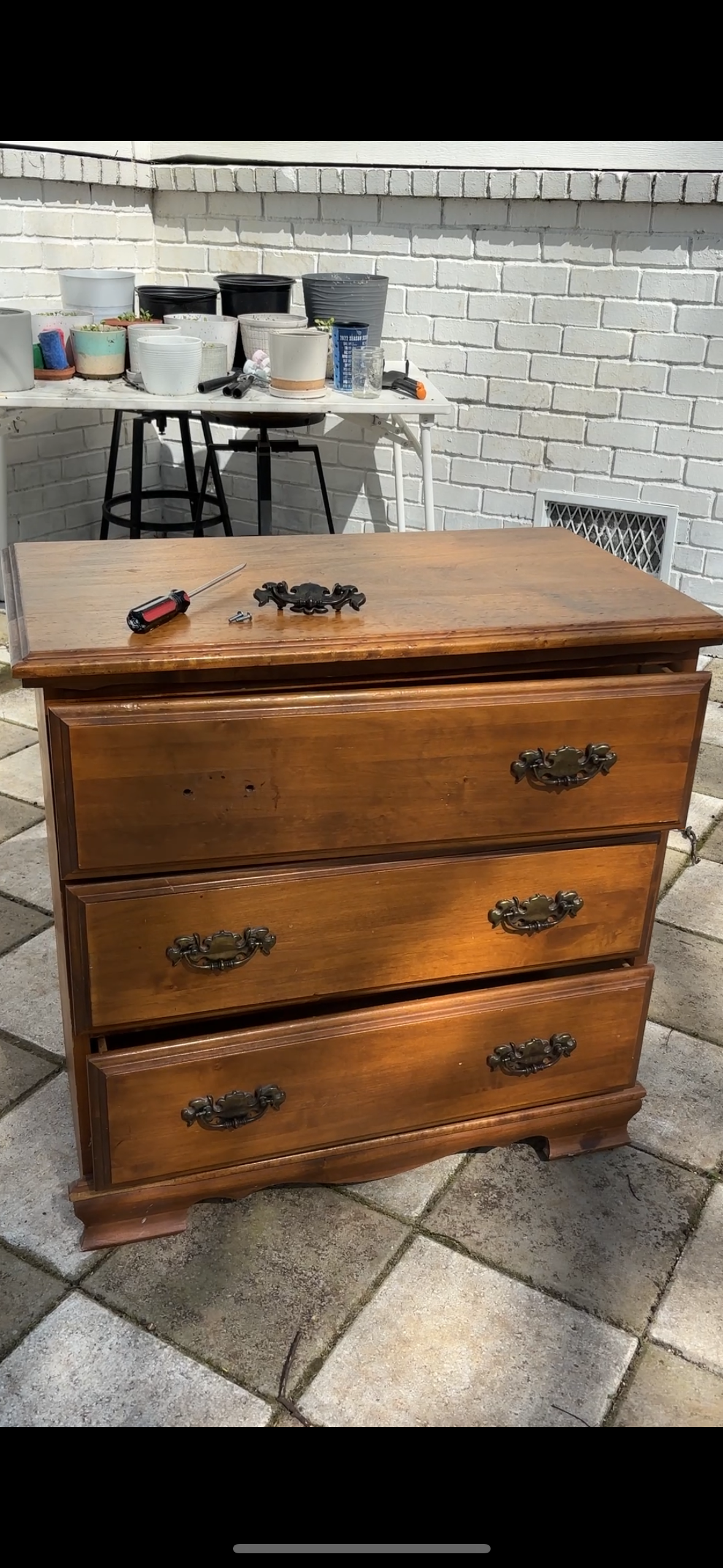 Plain brown dresser before