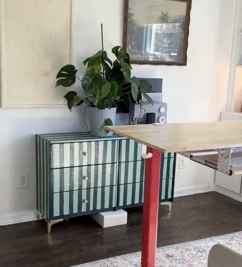 Green striped dresser